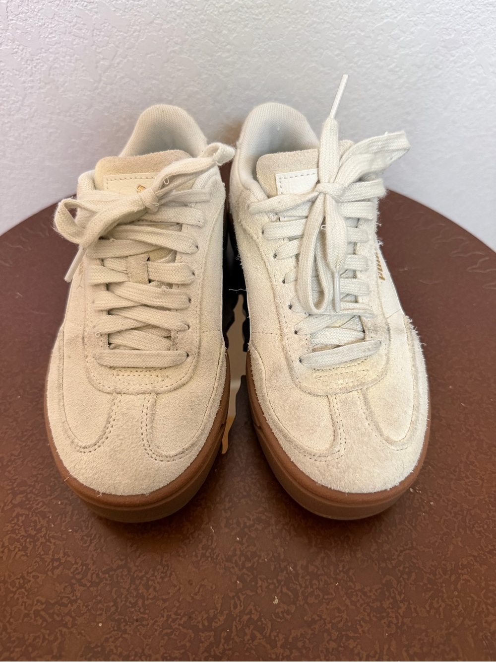 Puma Women's Cream Suede Sneakers with Gum Sole